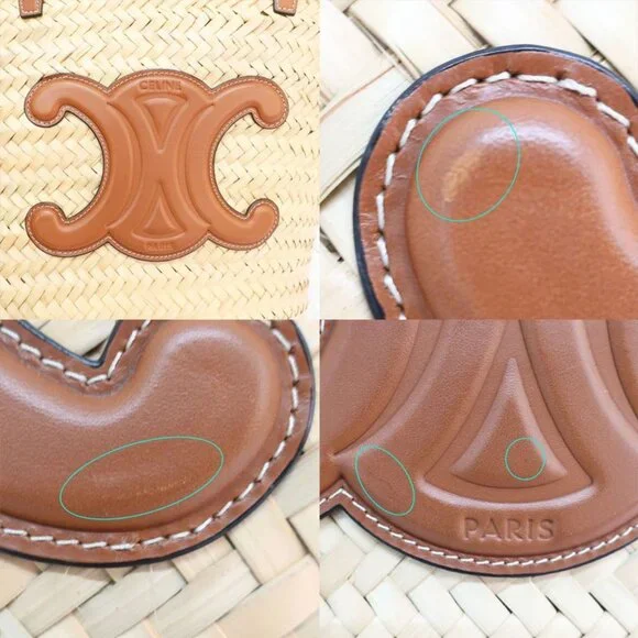 Celine Basket Bag Tote Bag Pannier Triomphe Medium Raffia Leather - Picture 5 of 10